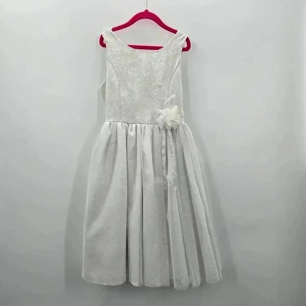 Bloome De‎ Jeune Fille White Silver Party Easter Christmas Dress Girls Size 10